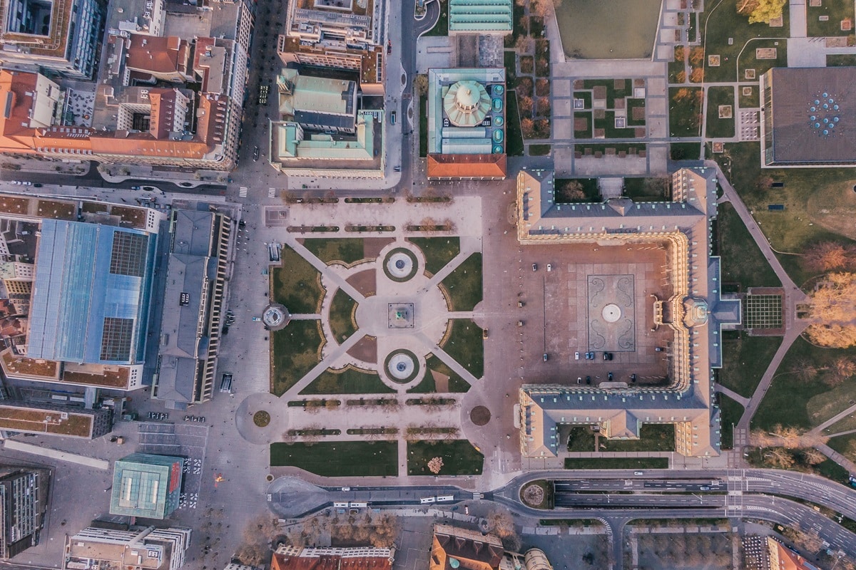 centre historique de Stuttgart vu du ciel