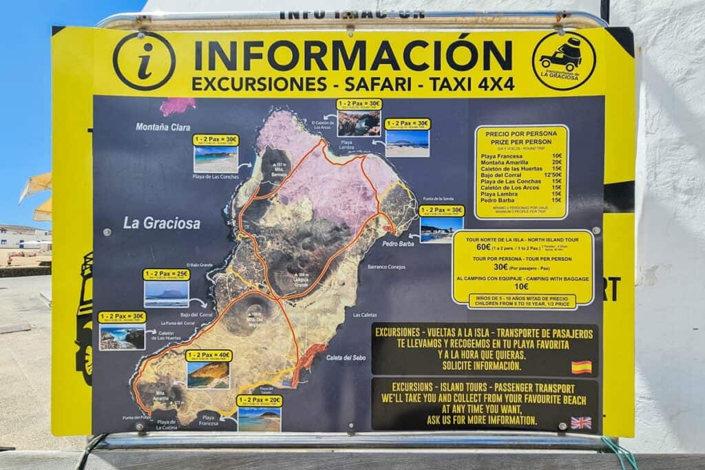 panneau itinéraires 4x4 la graciosa