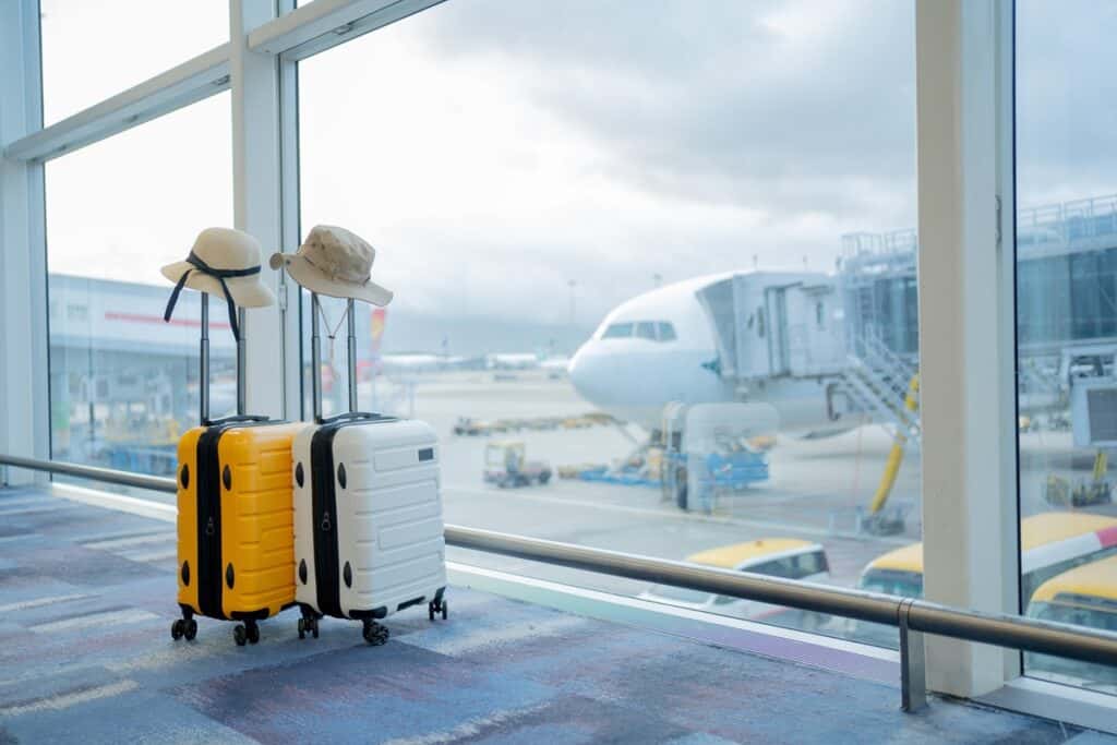 deux valises de voyage à l'aéroport