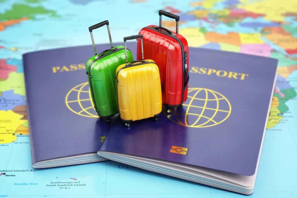 voyage valises et passeports
